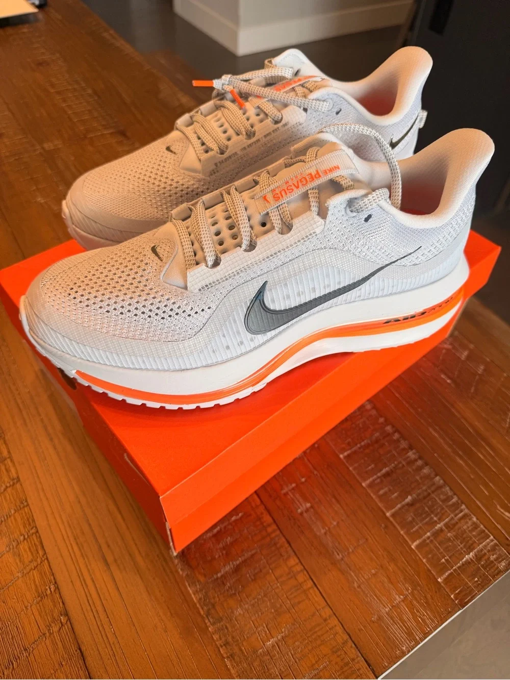 Nike Men’s White/Orange/Gray Pegasus React Sneakers
